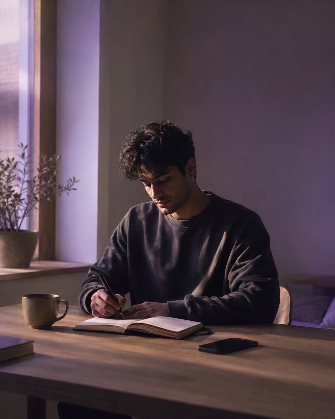 Person in focus / calm morning ritual (portrait)